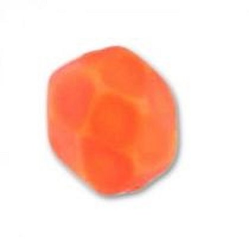 Lot 25 perles de facettes verre de boheme 6mm coloris orange neon mat 02010/25122 - orange fluo