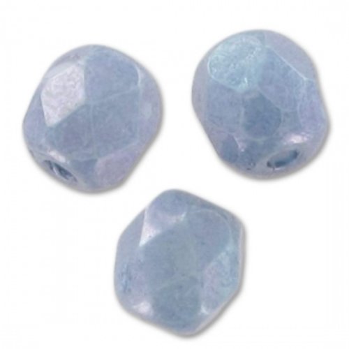 Lot 25 perles de facettes verre de boheme 6mm coloris opaque blue ceramic look 03000/14464 - bleu