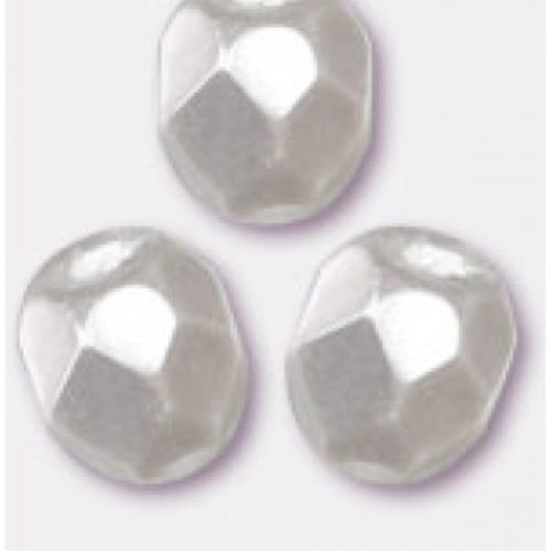 Lot 25 perles de facettes verre de boheme 6mm coloris white pearl 00030/70402 - blanc nacre