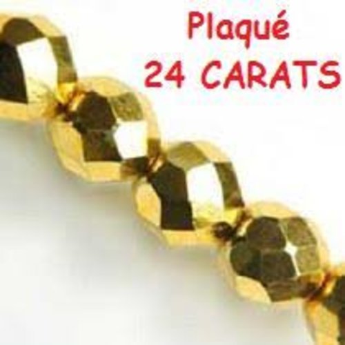 Lot 20 perles de facettes verre de boheme 8mm coloris dore plaque or 24 carats 00030/26200