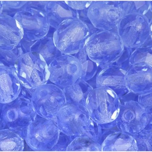 Lot 20 perles de facettes verre de boheme 8mm coloris light sapphire 30020 - bleu