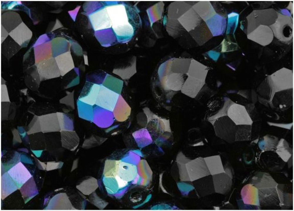 Lot de 20 perles à FACETTES 8mm en Cristal de Bohème Black Diamond 
