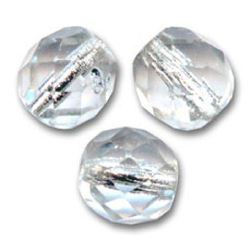 Lot 20 perles de facettes verre de boheme 8mm coloris crystal silver lined 00030/81800 - transaprent / argent