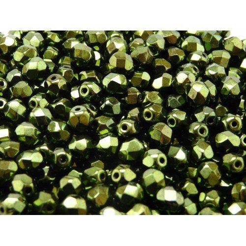 Lot 20 perles de facettes verre de boheme 8mm coloris metallic green 23980/14495 - vert