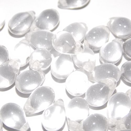 Lot 25 gouttes de boheme 6x9mm en verre coloris crystal 00030 - transparent