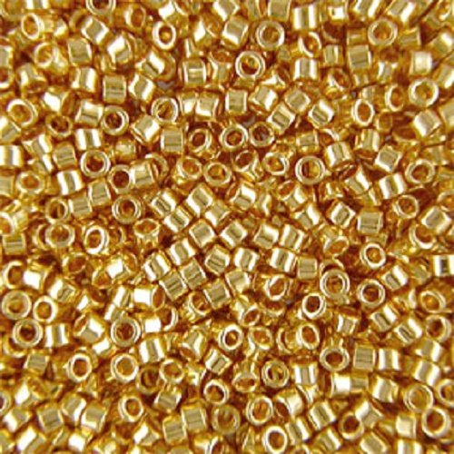 5gr perles rocailles miyuki delica 11/0 - 2mm coloris gold plated 24 carats db0031 - dore - or