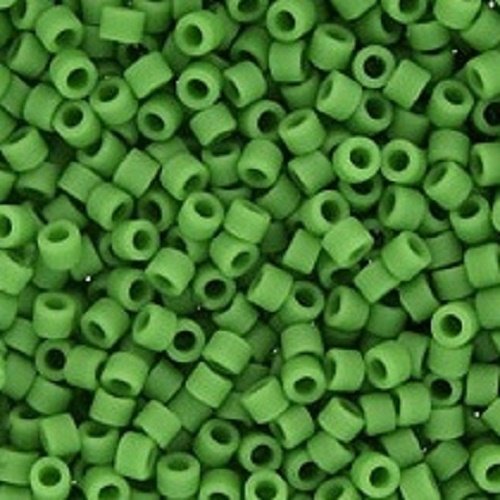 5gr perles rocailles miyuki delica 11/0 - 2mm coloris opaque green mat db0754 - opaque pea green - vert