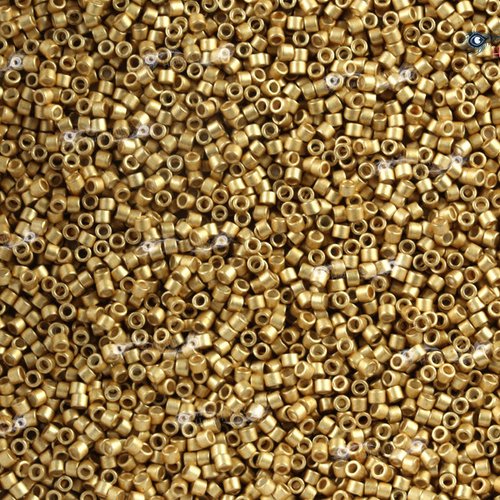 5gr perles rocailles miyuki delica 11/0 - 2mm coloris galvanized semi mat mead db1153 - light gold mat - or