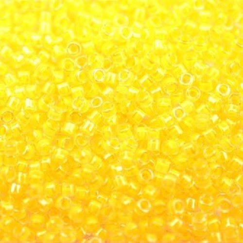 5gr perles rocailles miyuki delica 11/0 - 2mm coloris luminous sun glow db2032 - jaune