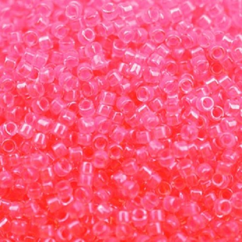 5gr perles rocailles miyuki delica 11/0 - 2mm coloris luminous cotton candy db2036 - rose fluo