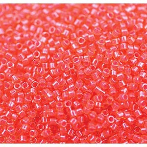 5gr perles rocailles miyuki delica 11/0 - 2mm coloris luminous poppy red db2051 - rouge fluo