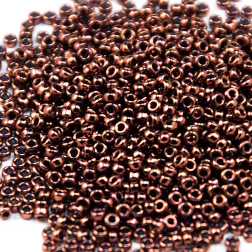 10gr perles rocailles miyuki 11/0 - 2mm coloris metallic dark bronze - 457b