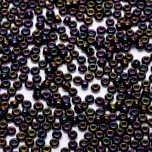 10gr perles rocailles miyuki 11/0 - 2mm coloris metallic purple iris - 454 - violet