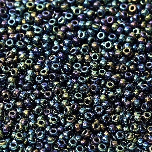 10gr perles rocailles miyuki 11/0 - 2mm coloris metallic variegated blue iris - 455