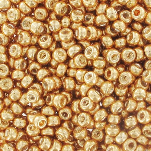 10gr perles rocailles miyuki 11/0 - 2mm coloris galvanized gold - 1052 - or - dore