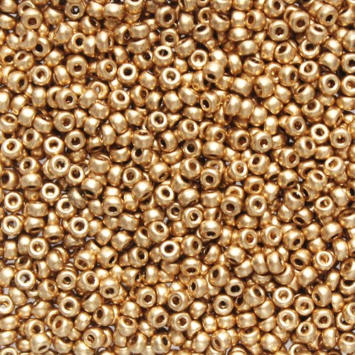 10gr perles rocailles miyuki 11/0 - 2mm coloris light gold mat - 01710 - or - dore - aztec