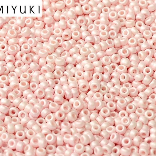 5gr perles rocailles miyuki 11/0 - 2mm coloris white opaque pastel pink - 55101