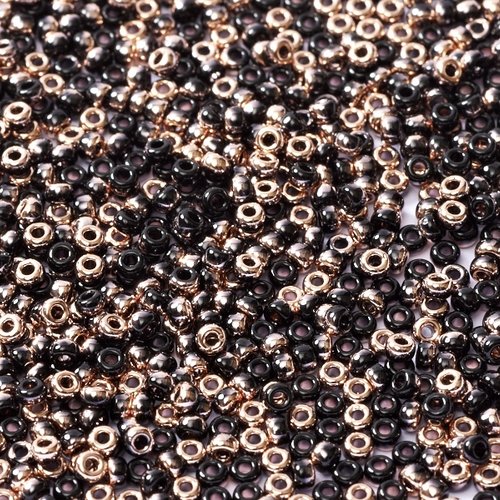 10gr perles rocailles miyuki 11/0 - 2mm coloris black capri gold - 55034 - noir / or