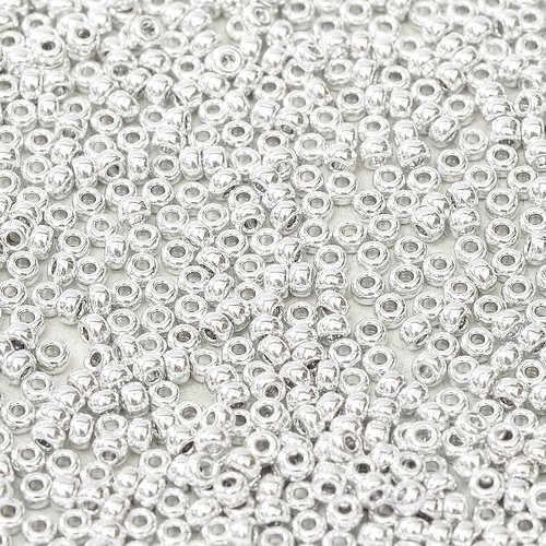 10gr perles rocailles miyuki 11/0 - 2mm coloris crystal labrador full - 55006 - argent - silver