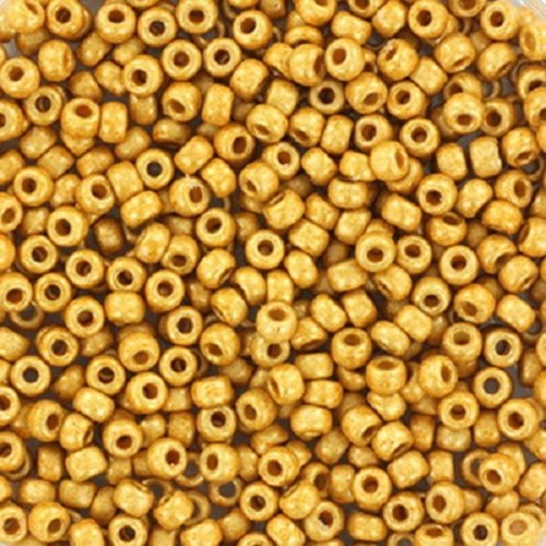 10gr perles rocailles miyuki 11/0 - 2mm coloris duracoat galvanized mat gold - 4202f - or - dore