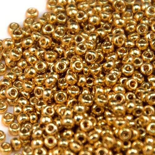 10gr perles rocailles miyuki 11/0 - 2mm coloris duracoat galvanized gold - 4202 - or - dore