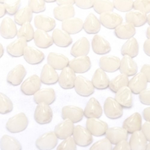Lot 50 perles pinch 5x3mm en verre coloris opaque white ceramic look 03000/14400 - blanc - chalkwhite