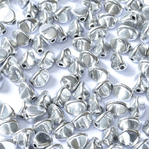 Lot 50 perles pinch 5x3mm en verre coloris crystal labrador full 00030/27000 - argent / silver