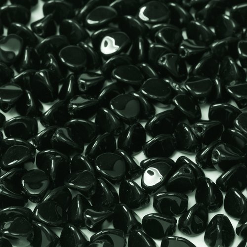 Lot 50 perles pinch 5x3mm en verre coloris jet 23980 - noir - black