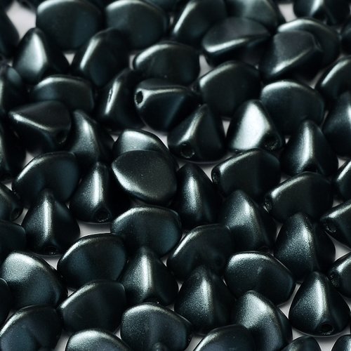 Lot 50 perles pinch 5x3mm en verre coloris pastel dark grey hematite 02010/25037 - noir / argent - black / silver