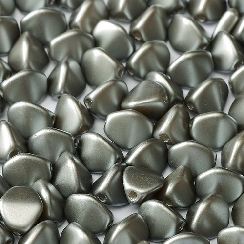 Lot 50 perles pinch 5x3mm en verre coloris pastel light grey silver 02010/25028 - gris / argent