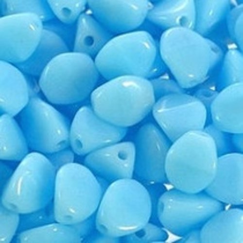 Lot 50 perles pinch 5x3mm en verre coloris opaque blue turquoise 63030 - bleu