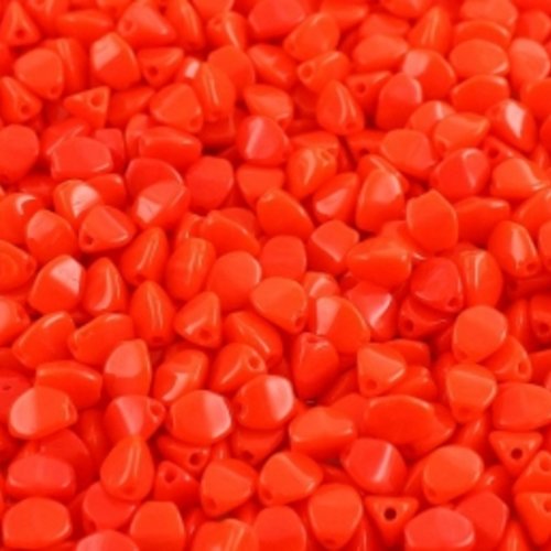 Lot 50 perles pinch 5x3mm en verre coloris opaque light coral 93180 - rouge