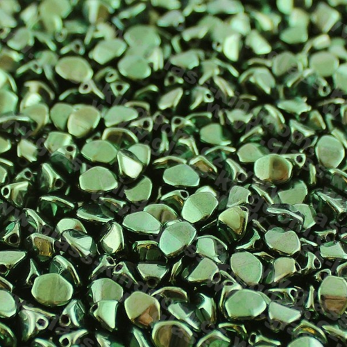 Lot 50 perles pinch 5x3mm en verre coloris metallic green 23980/14495 - vert