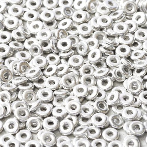 5gr o bead® 4x2mm en verre coloris crystal labrador full 00030/27000 - argent - silver