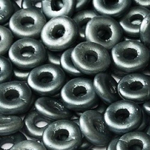 5gr o bead® 4x2mm en verre coloris pastel dark grey hematite 02010/25037 - noir / argent - black / silver