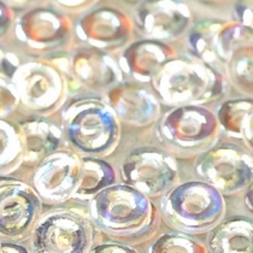 5gr o bead® 4x2mm en verre coloris crystal ab 00030/28701 - transaprent avec des reflets