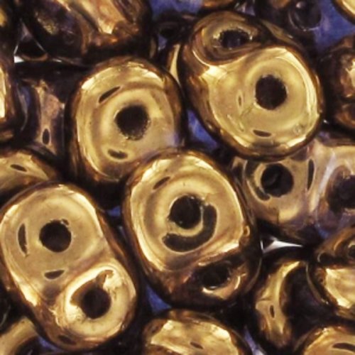 10gr superduo® 2.5x5mm en verre coloris light gold bronze 24 carats 00030/90215 - or