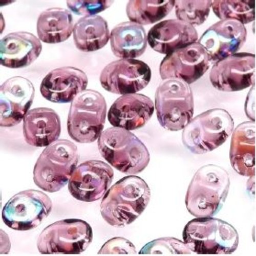 10gr superduo® 2.5x5mm en verre coloris amethyst ab 20060/28701 - violet avec des reflets