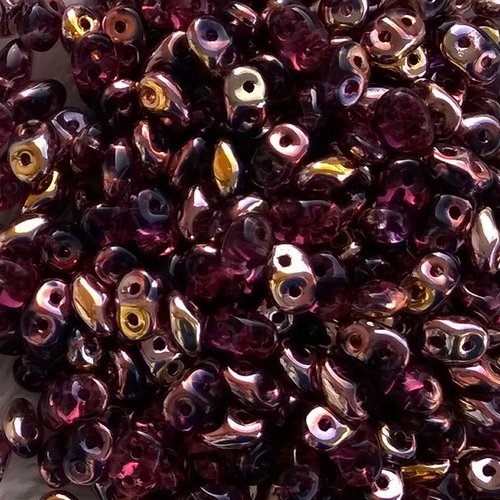 10gr superduo® 2.5x5mm en verre coloris amethyst capri gold 26060/27101 - violet / or