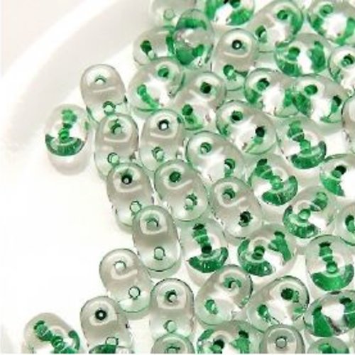 10gr superduo® 2.5x5mm en verre coloris crystal green lined 00030/44856