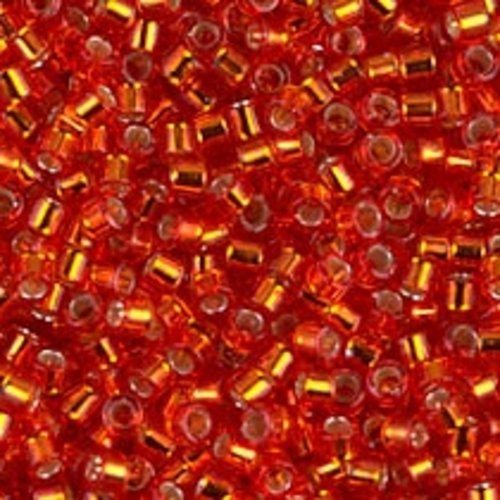 5gr perles rocailles miyuki delica 11/0 - 2mm coloris red silver lined db0043