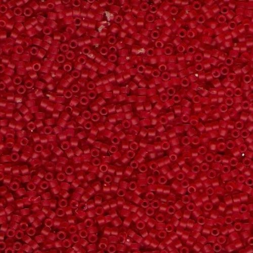 5gr perles rocailles miyuki delica 11/0 - 2mm coloris red/orange transparent mat db0745