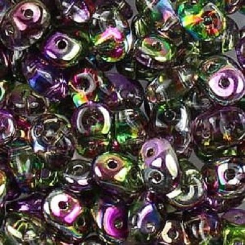 10gr superduo® 2.5x5mm en verre coloris crystal magic violet green 00030/95000