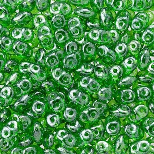10gr superduo® 2.5x5mm en verre coloris green luster 50050/14400 - vert