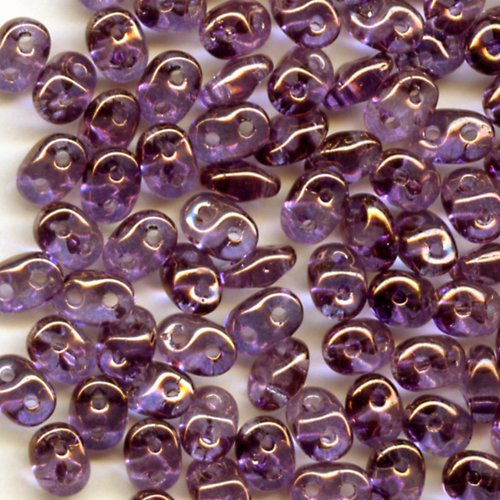 10gr superduo® 2.5x5mm en verre coloris crystal lila luster 00030/15726 - mauve / transparent