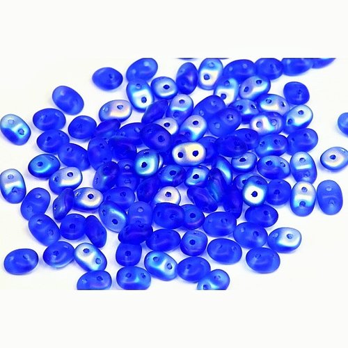10gr superduo® 2.5x5mm en verre coloris sapphire mat ab 30060/28771 - bleu avec des reflets