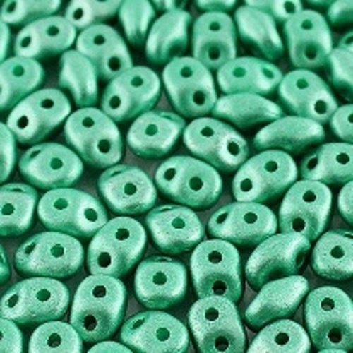 10gr superduo® 2.5x5mm en verre coloris metallic mat green turquoise 02010/29455 - vert