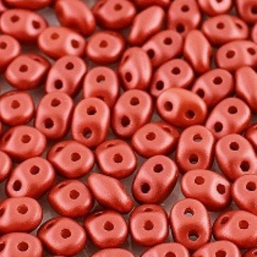 10gr superduo® 2.5x5mm en verre coloris metallic mat red 02010/29408 - rouge