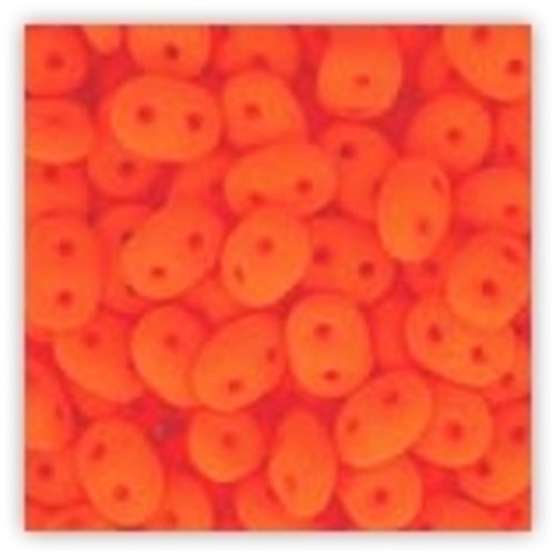 10gr superduo® 2.5x5mm en verre coloris orange neon mat 02010/25122 - orange fluo