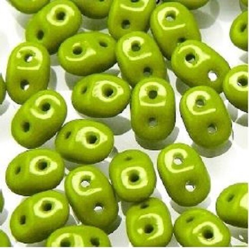 10gr superduo® 2.5x5mm en verre coloris opaque olivine 53410 - vert